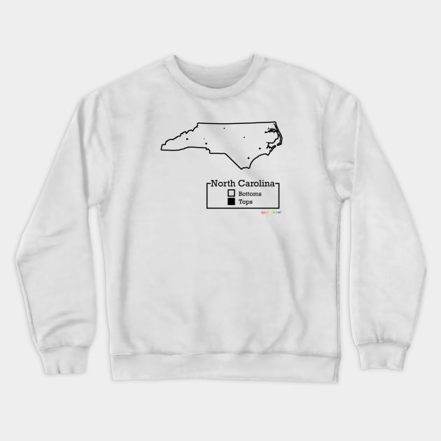 North Carolina Bottoms / Tops Map Crewneck Sweatshirt by GayOleTime